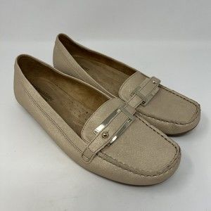 Women's Shoes Naturalizer N5 Comfort Beige Shimmer Driving Loafers Size 9.5